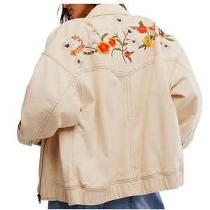 We The Free Cream Floral Bomber Jacket